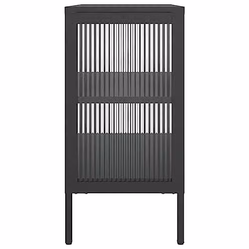 vidaXL Modern Black Sideboard with Glass and Metal, W/D/H: 70 x 35 x 70 cm – 6