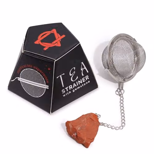 KDMD Red Jasper Raw Crystal Gemstone Tea Strainer with Stainless Steel Mesh Sieve – 1