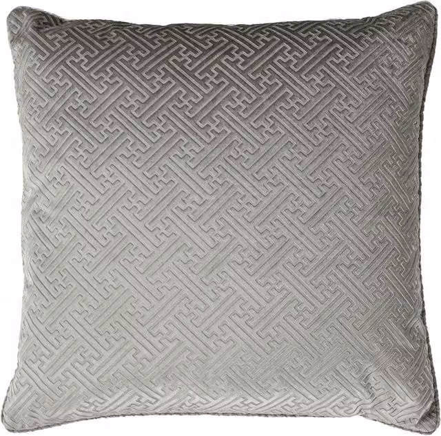 Paoletti Florence Silver Velvet Square Cushion, W/D/H: 55 x 55 x 55 cm