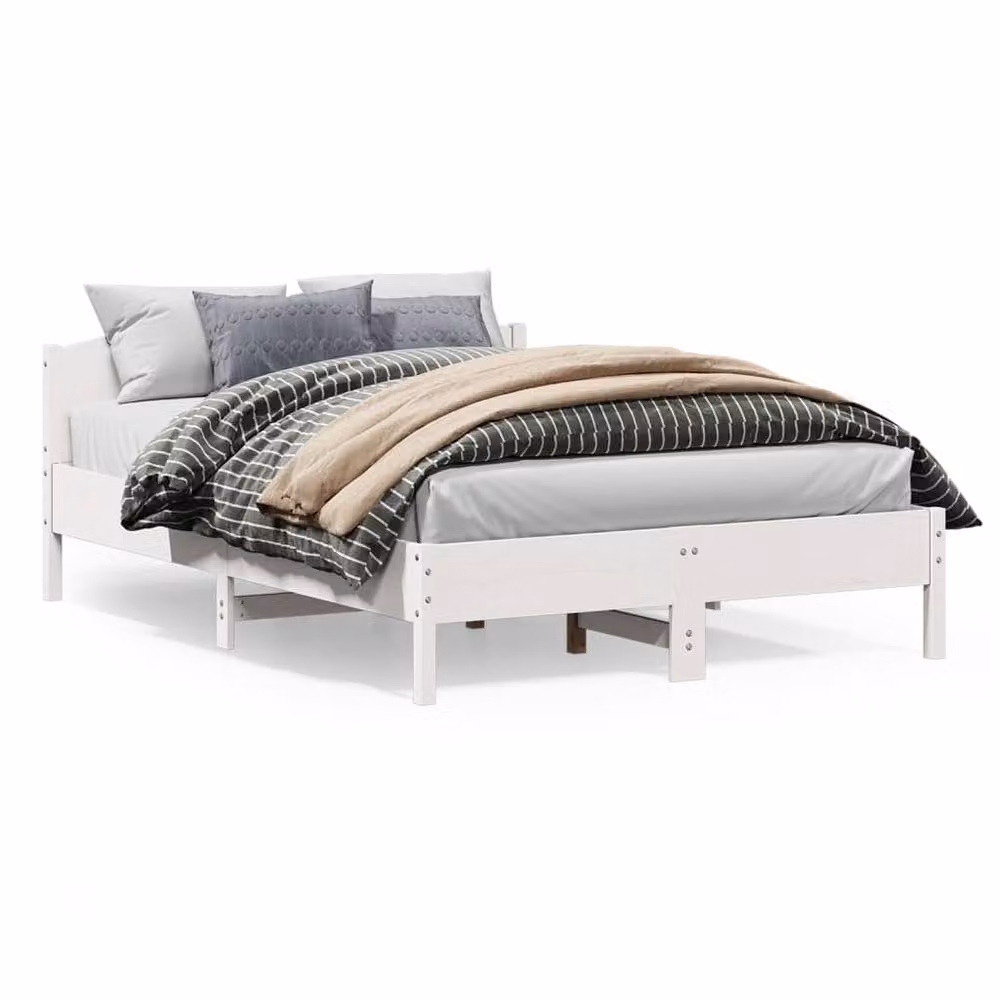 Berkfield Home Beautiful Small Double Bed Frame in White Solid Pine, W/D/H: 120 x 200 cm – 2