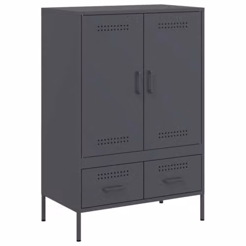 vidaXL Anthracite Metal Highboard with Hinged Doors and Internal Shelves, W/D/H: 68 x 39 x 101.5 cm – 1