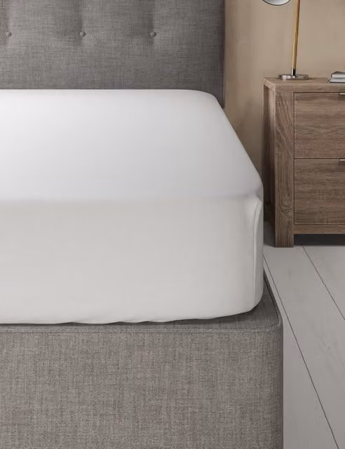 M&S Pure Brushed Cotton Flannelette Deep Fitted Sheet in White, 90 x 190 cm