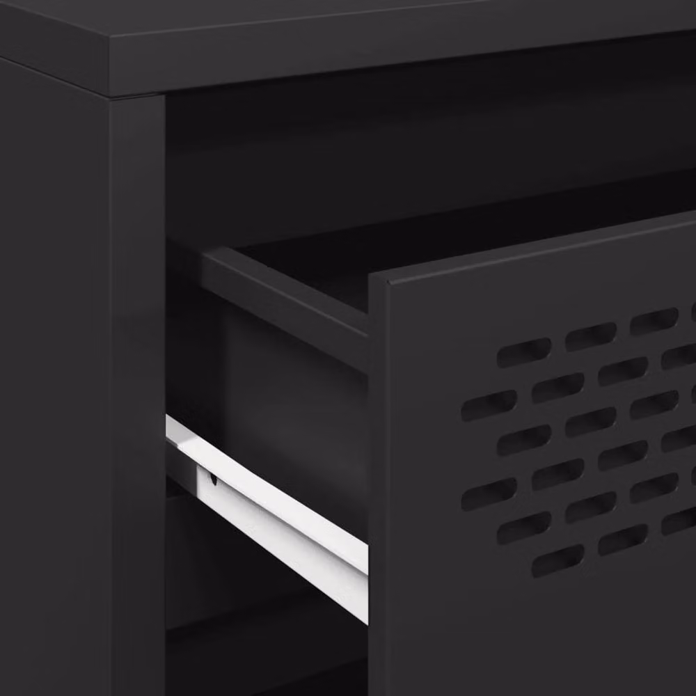 Berkfield Home Black Industrial Sideboard in Matt Cold-rolled Steel, W: 68 cm, D: 39 cm, H: 73.5 cm – 5