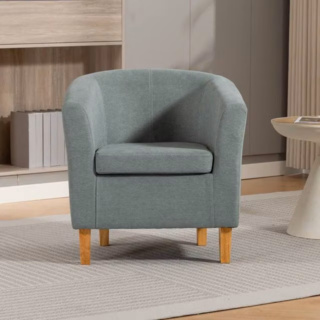 Artemis Home Millie Blue Fabric Tub Accent Chair with Armrests and Solid Wood Frame