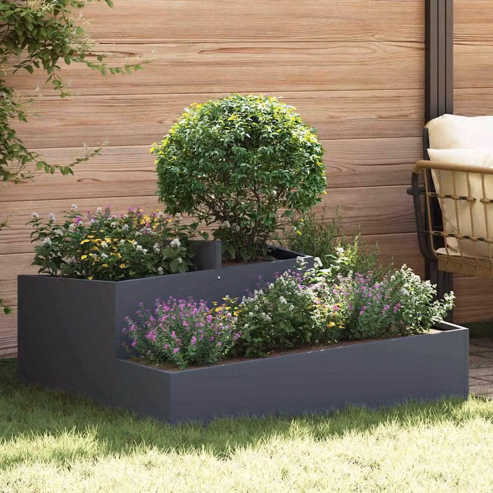 Berkfield Home Anthracite Large Metal Planter Tub – 2