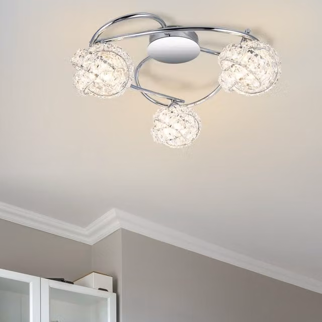 COSYLYTE Mirri 3 Light Glass Ceiling Light in Chrome