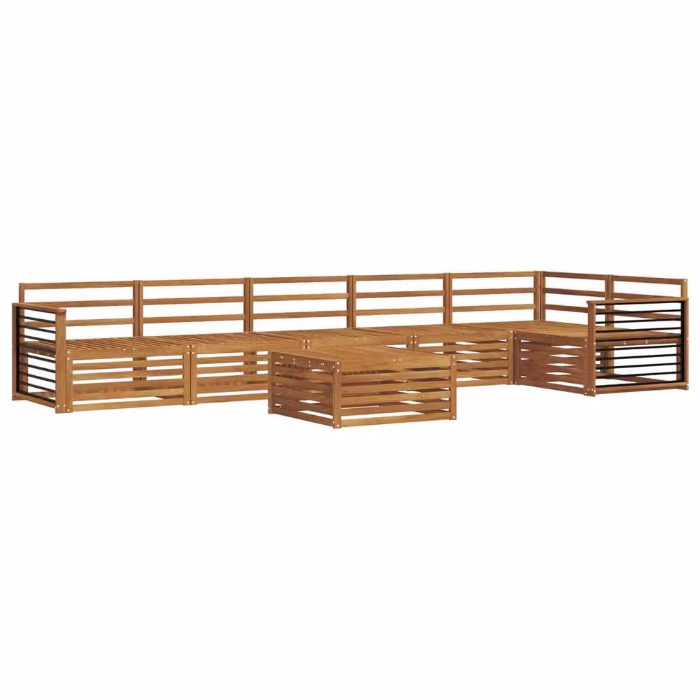 Berkfield Home 7 Piece L-Shape Outdoor Sofa Set in Brown Solid Acacia Wood – 2