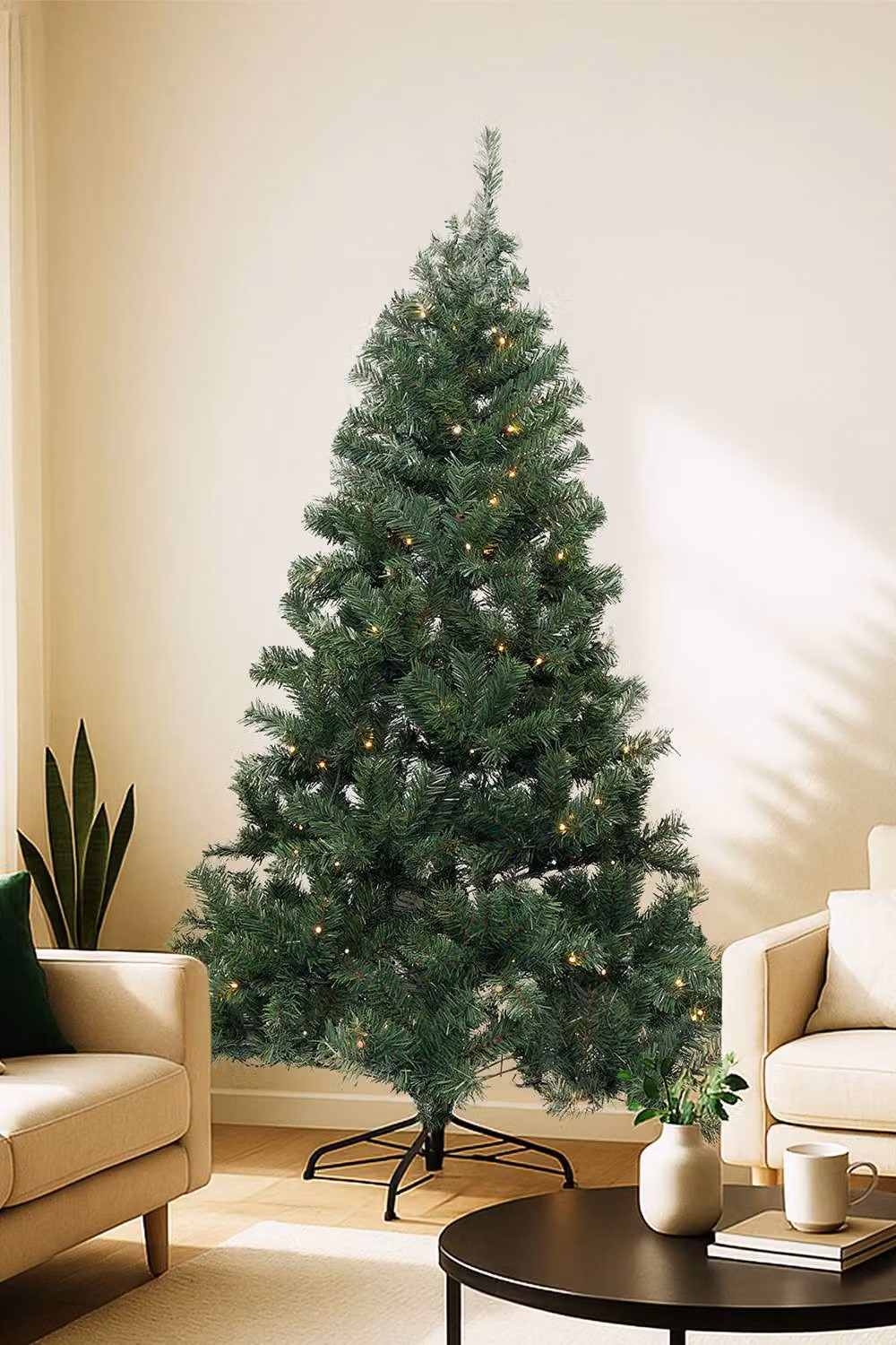 Neel Blue Green Alpine Artificial Christmas Tree with Warm LED Lights, Height: 121.92 cm – 5
