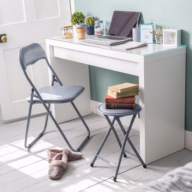 Harbour Housewares Pack of 4 Grey Padded Folding Chairs