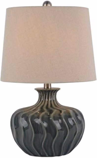 Hill Interiors Veyla Ceramic Table Lamp in Grey, H 51.0 cm x W 33.0 cm x D 33.0 cm