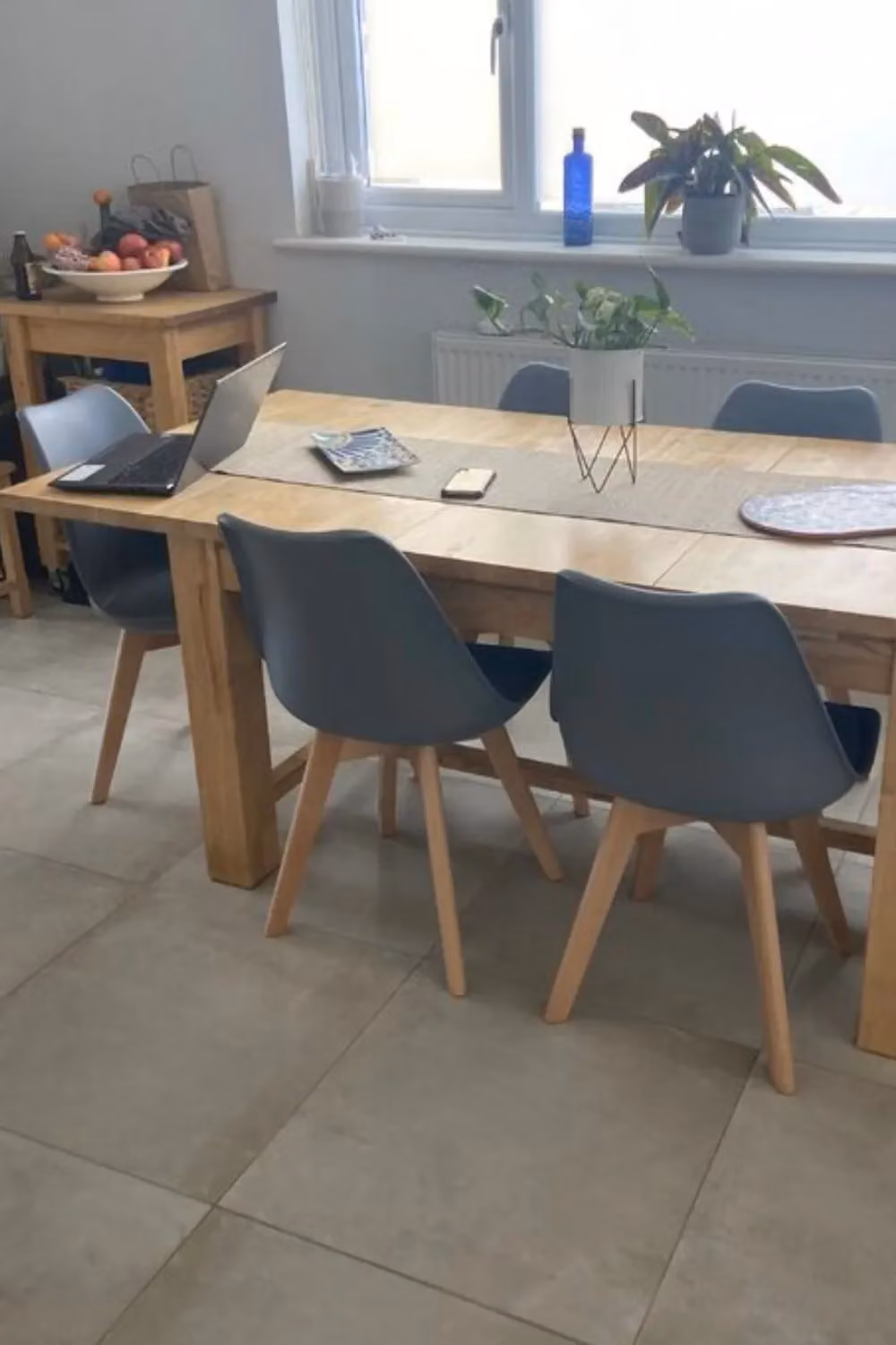 Life Interiors Set of 2 Tulip Dining Chairs with Grey Synthetic Leather Padded Seats and Solid Wood Legs – 6