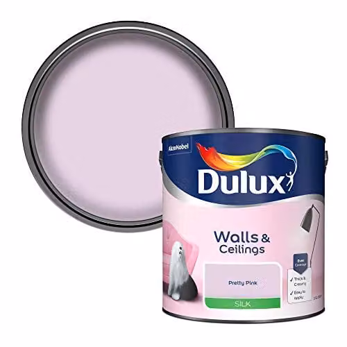Dulux Silk Emulsion Water Based Dispersion Paint for Walls and Ceilings, Pink, 2.5 l