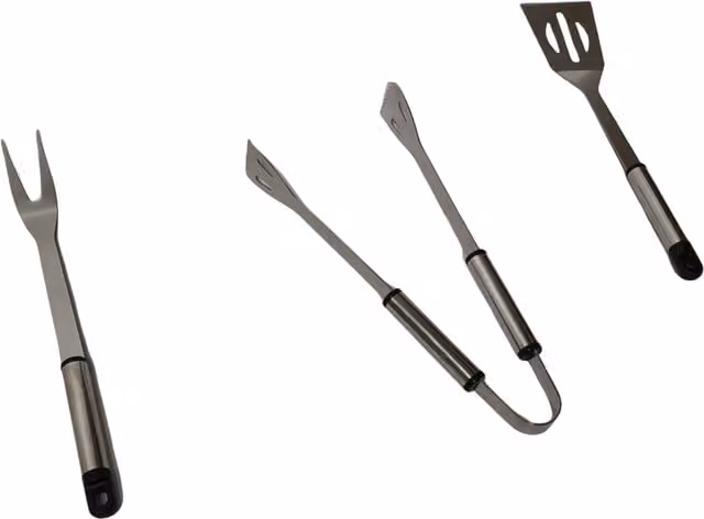 Blackspur 3-Piece Stainless Steel Barbecue Tool Set in Silver