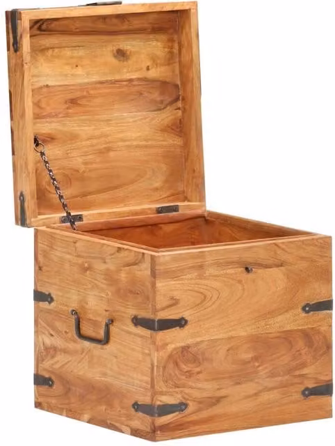 Berkfield Home Solid Acacia Wood Chest in Brown, W/D/H: 40 x 40 x 40 cm