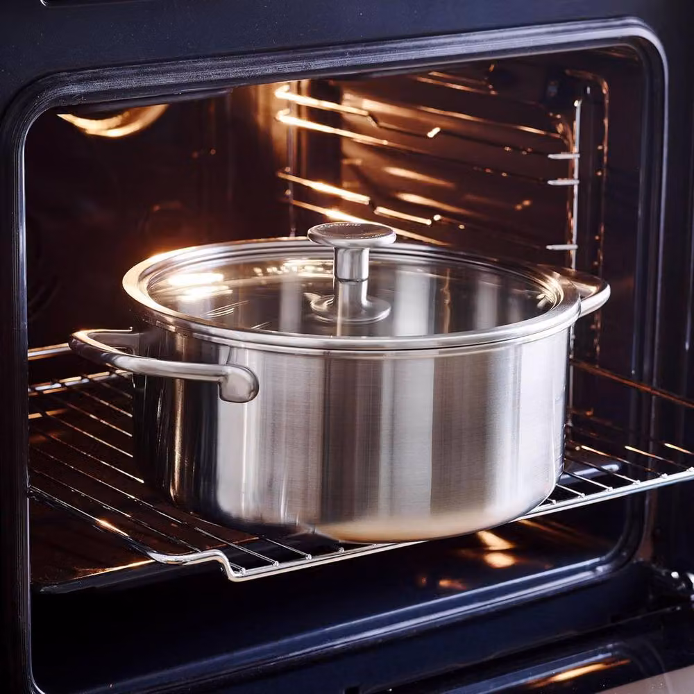 KitchenAid Stainless Steel Casserole with Lid, Silver, Diameter: 20 cm – 2