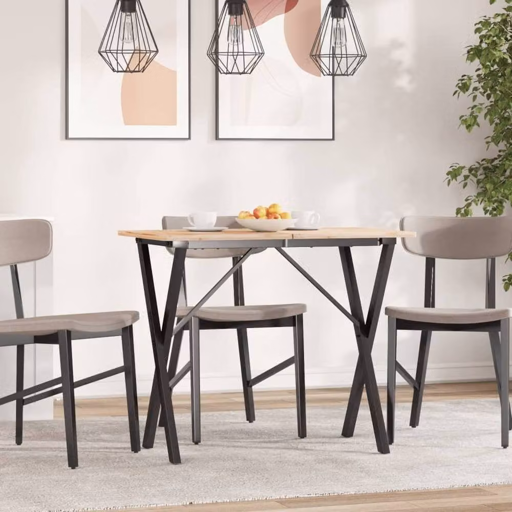 Berkfield Home X-Frame Dining Table Legs in Matt Black Steel, W/D/H: 80 x 40 x 73 cm – 2