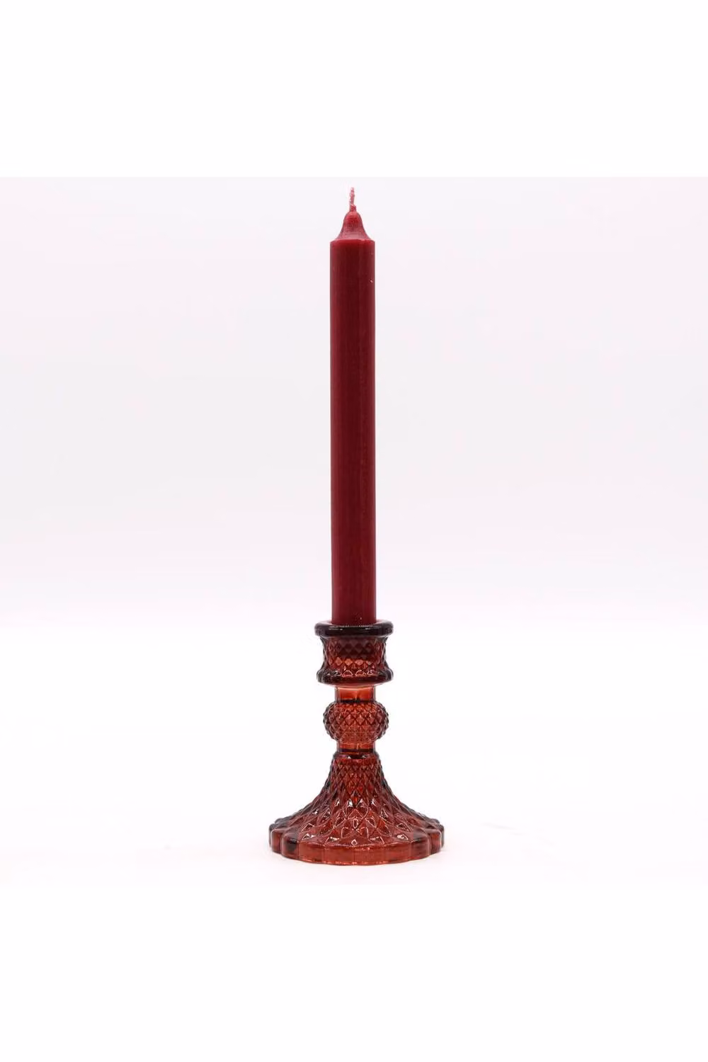 KDMD Vintage Red Geometric Glass Taper Candle Holder – 2