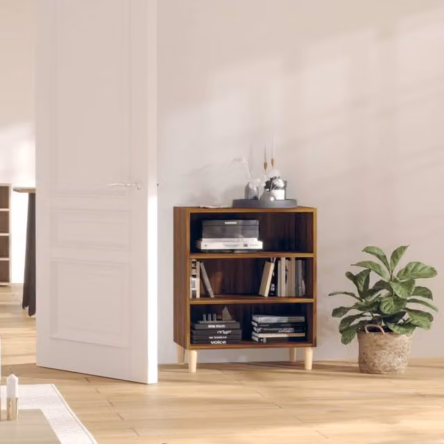 Berkfield Home Mid Century Brown Oak Sideboard, W/D/H: 57 x 35 x 70 cm