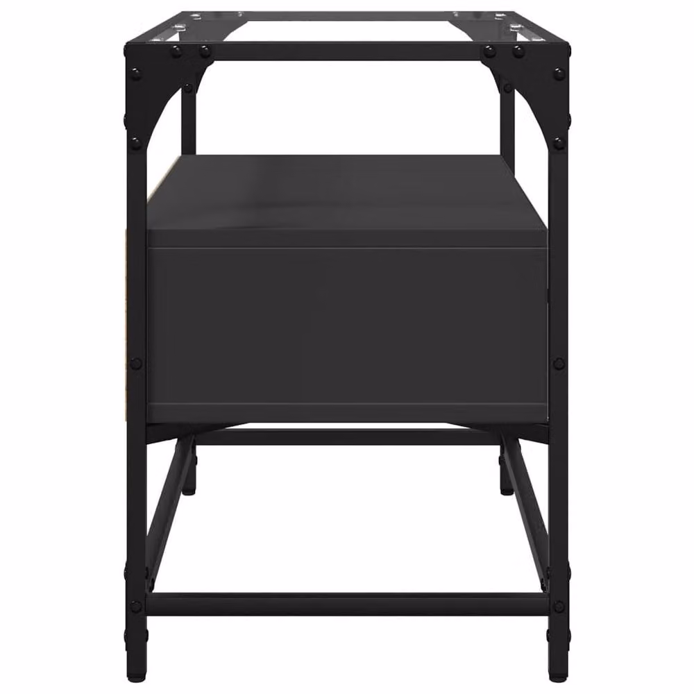 Berkfield Home Black TV Cabinet with Glass Top and Engineered Wood W/D/H: 60 x 35 x 51 cm – 4