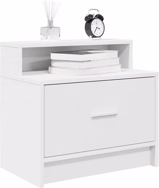 Berkfield Home Bedside Cabinet with Drawer, White, W: 51 cm, D: 31 cm, H: 47 cm