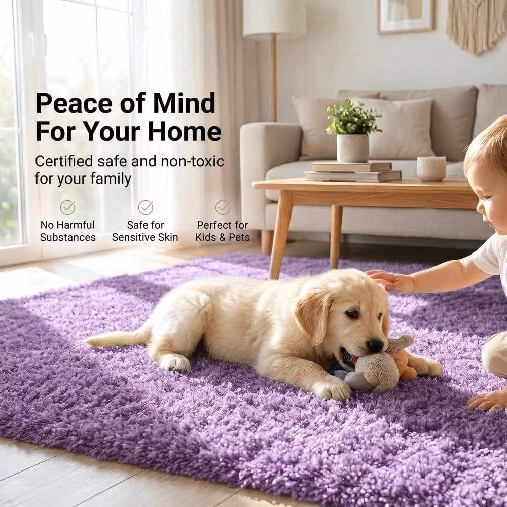 Bravich LTD California Shaggy Area Rug in Purple, W: 290 cm, D: 200 cm – 3
