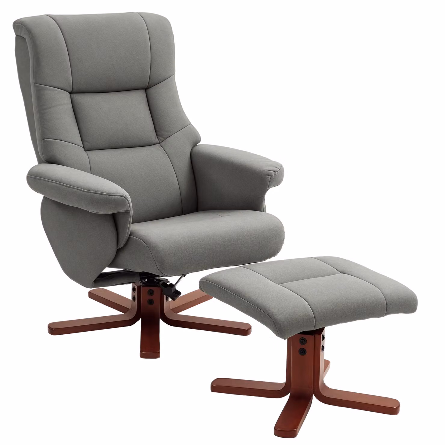 HOMCOM Grey Recliner Armchair with Ottoman and Adjustable Headrest – 2