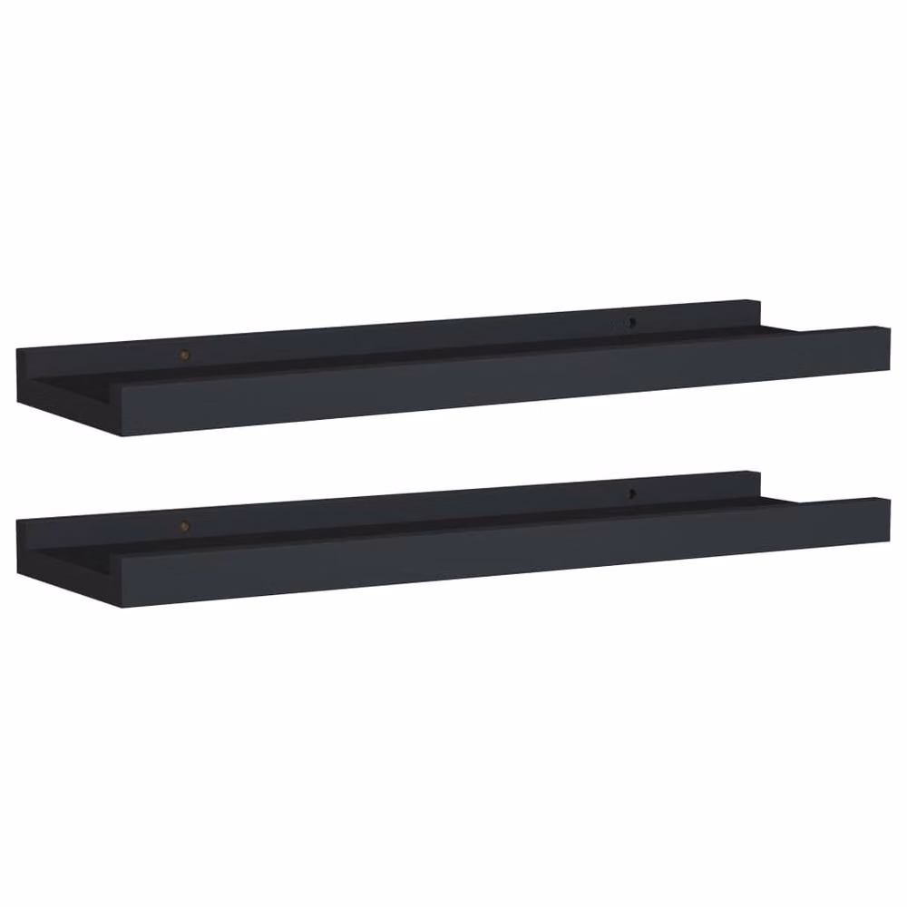 Berkfield Home Picture Frame Ledge Shelves, 2 Pack, Black MDF, W: 40 cm, D: 9 cm, H: 3 cm – 3
