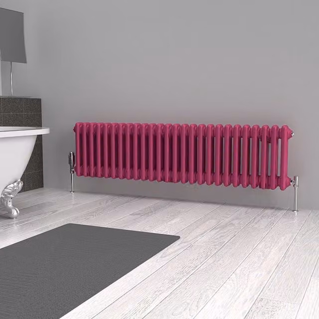 Lux Heat Horizontal Column Radiator in Barbie Pink, W/H: 30 x 119 cm