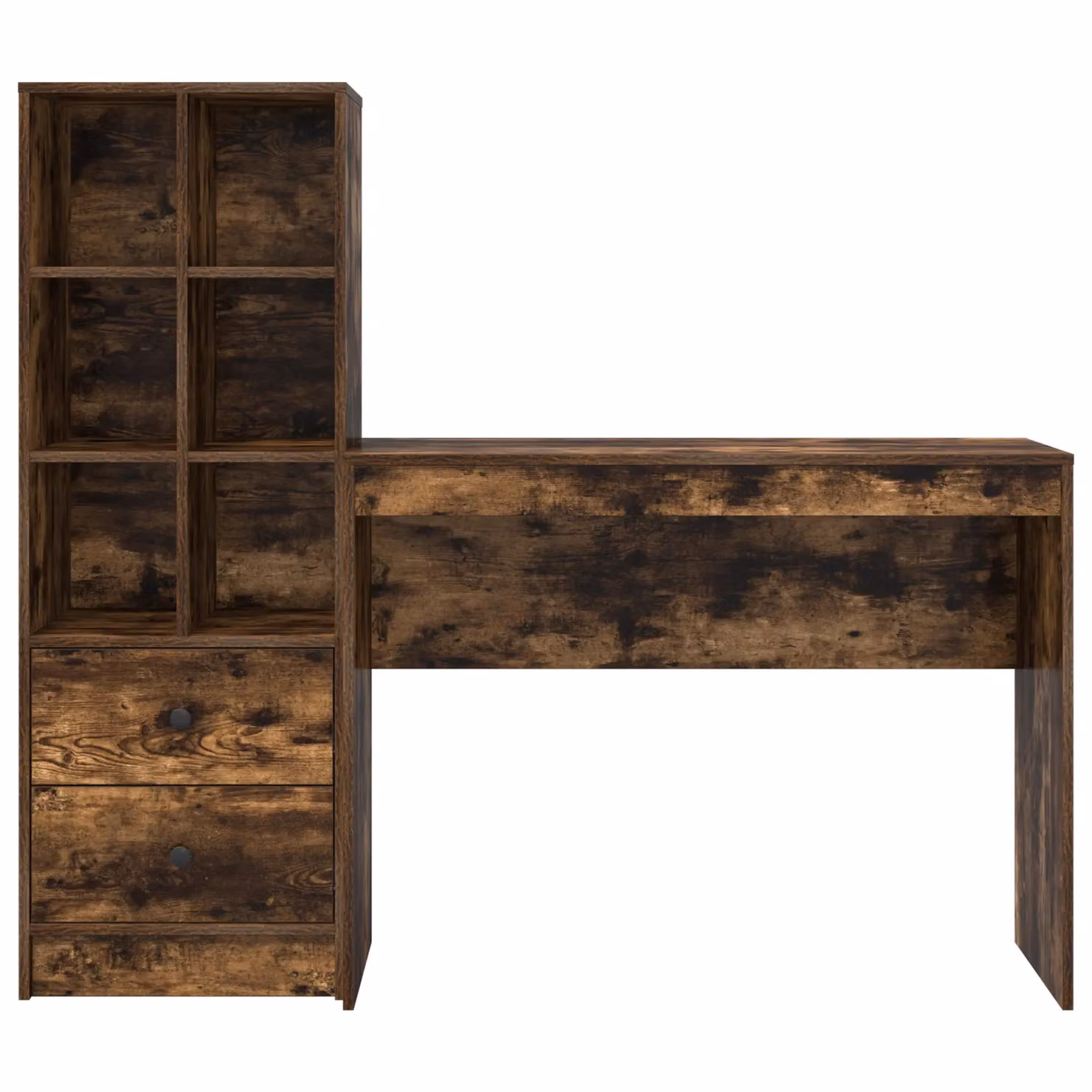 Berkfield Modern Writing Desk with Storage in Smoked Oak Brown – 3