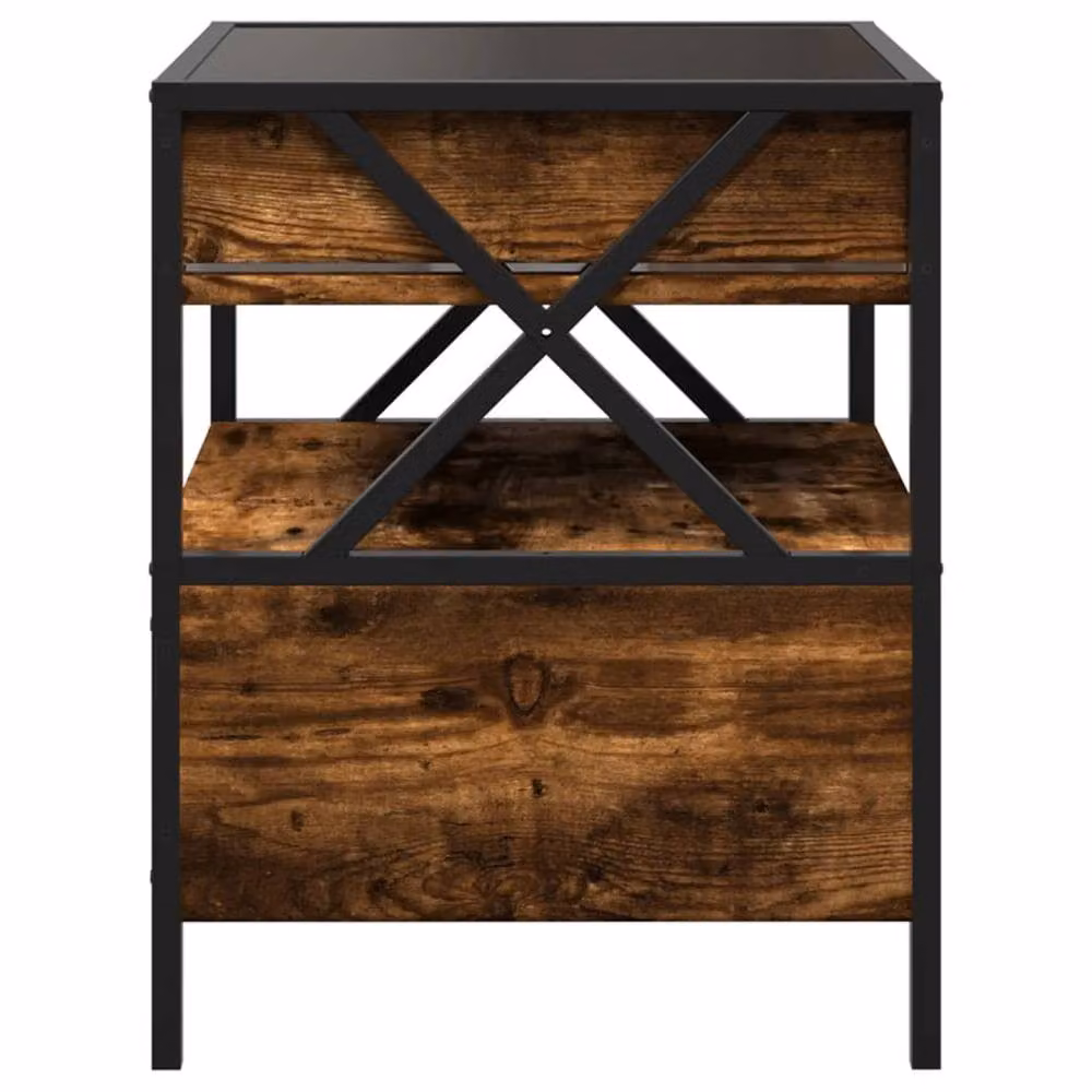 Berkfield Home Infinity LED Decorative Bedside Table in Smoked Oak Brown, W/D/H: 40 x 40 x 51 cm – 5