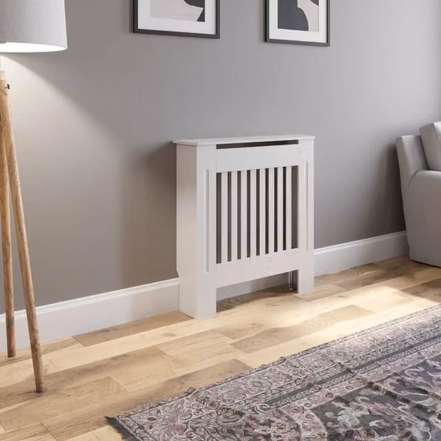 Temprazo White Vertical Slat Style Radiator Cover, W/H: 152.0 x 78.0 cm