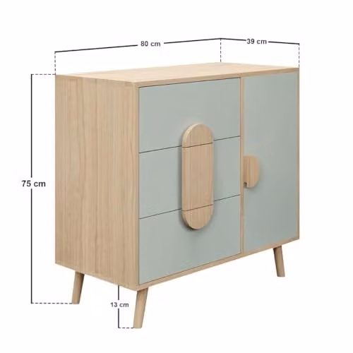 Flair Noah Chest of Drawers in Oak and Green – 2
