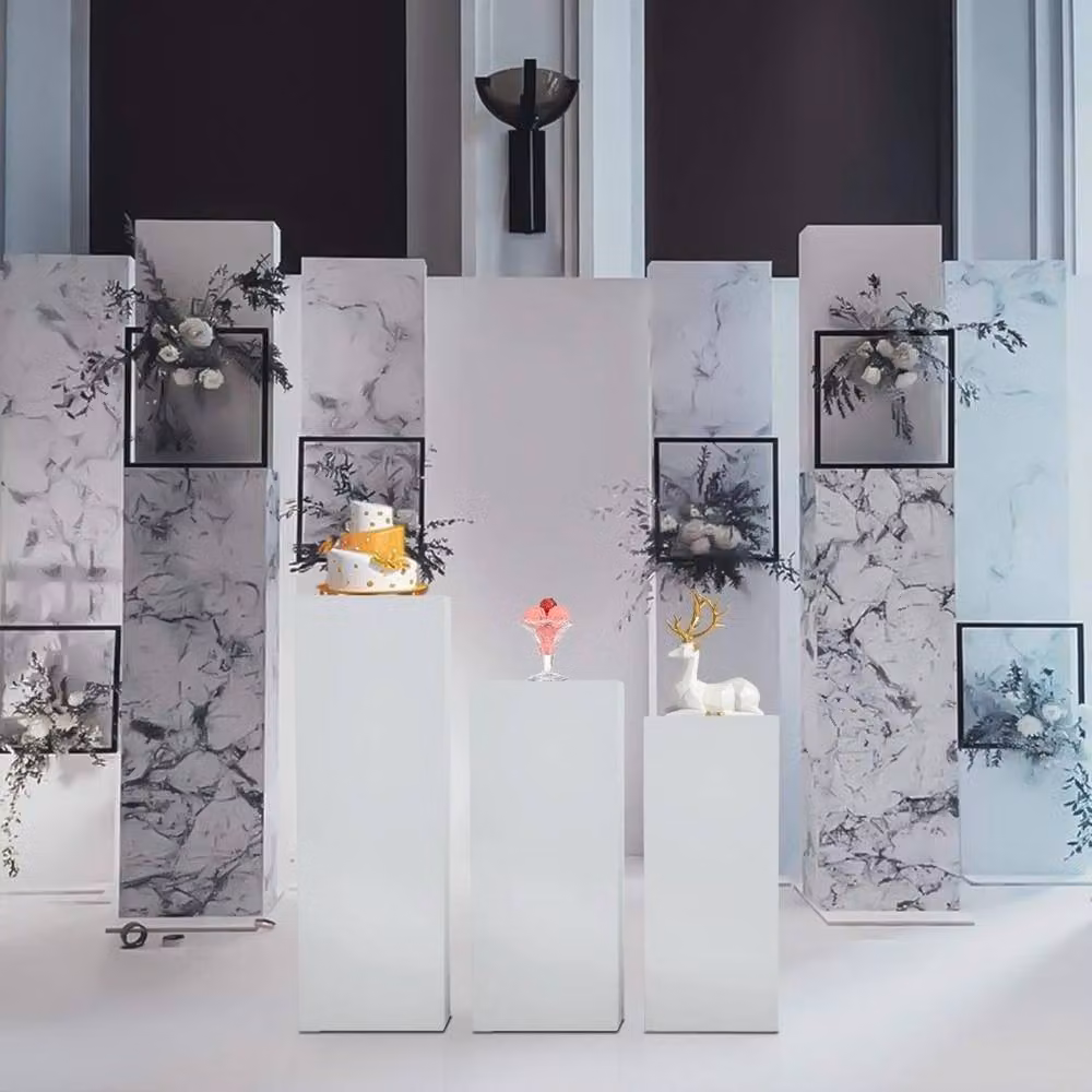 Kelvenix Set of 3 Square Metal Dessert Pedestals in White – 2