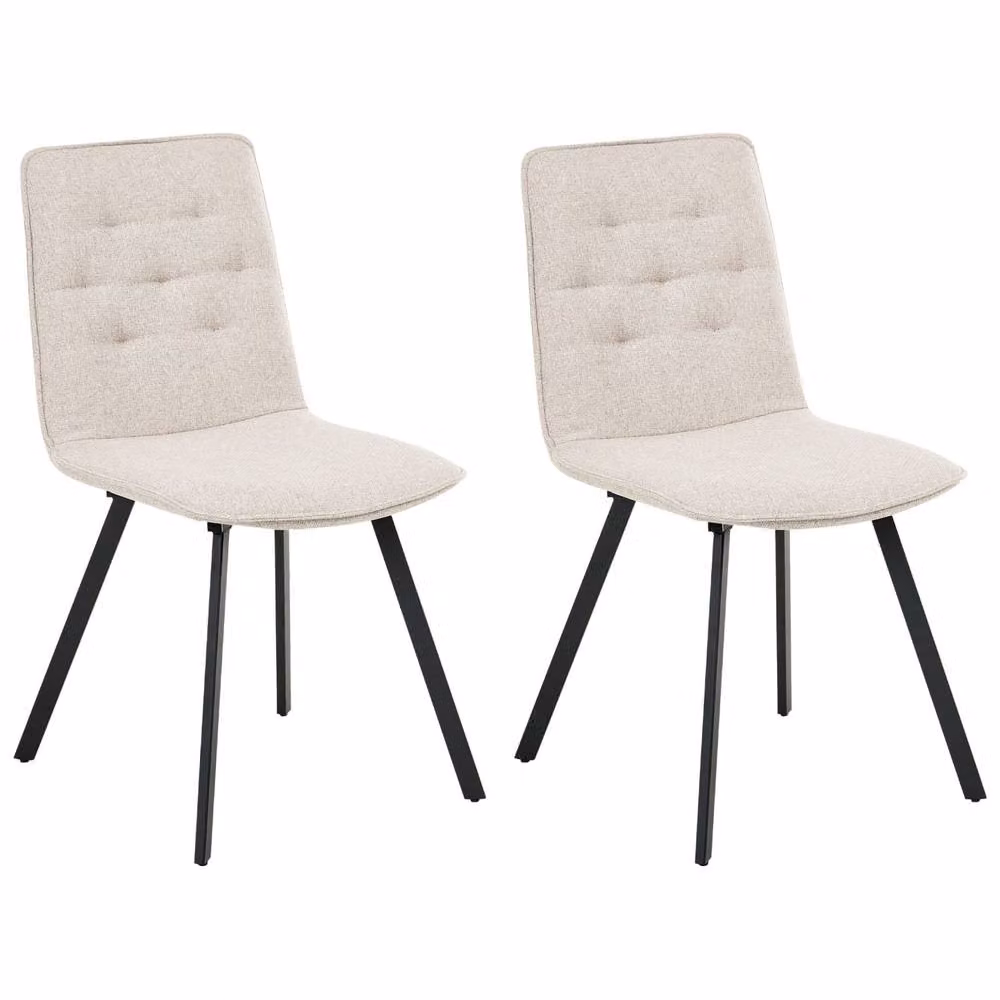 Wyld and Coco 2-Pack Beige Fabric Scandinavian Style Armless Dining Chairs – 2