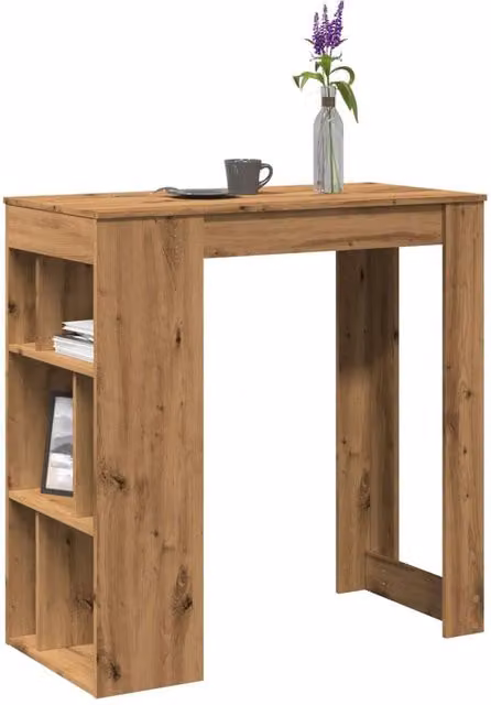 Berkfield Home Bar Table with Racks in Artisan Oak Brown, W/D/H: 102 x 50 x 103.5 cm – 1