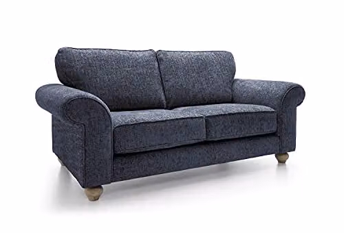 Abakus Direct Ingrid 2 Seater Sofa in Dark Blue Braided Chenille Fabric, W/D/H: 194 x 95 x 90 cm – 4