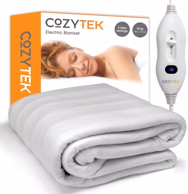 Cozytek Electric Heated Fitted Under Blanket, White, W/D/H: 90 x 200 cm