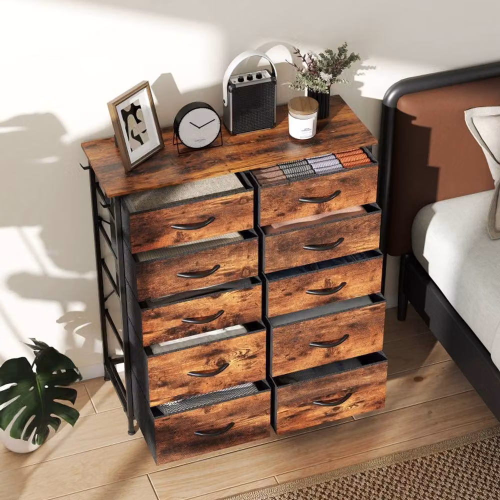 STILVORA Modern Freestanding Chest of Drawers with Storage in Brown – 3