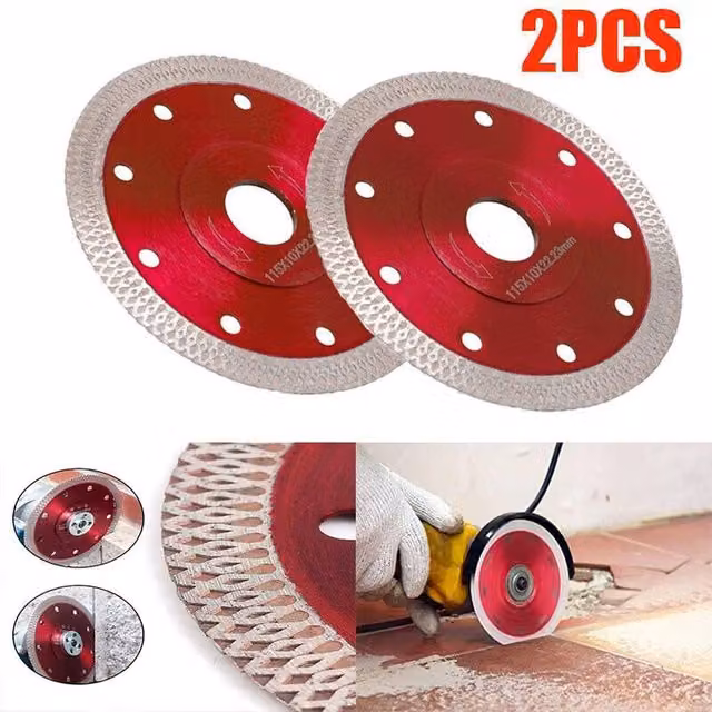 VOGREX 2-Piece Red Thin Diamond Dry Cutting Disc for 115mm Angle Grinders