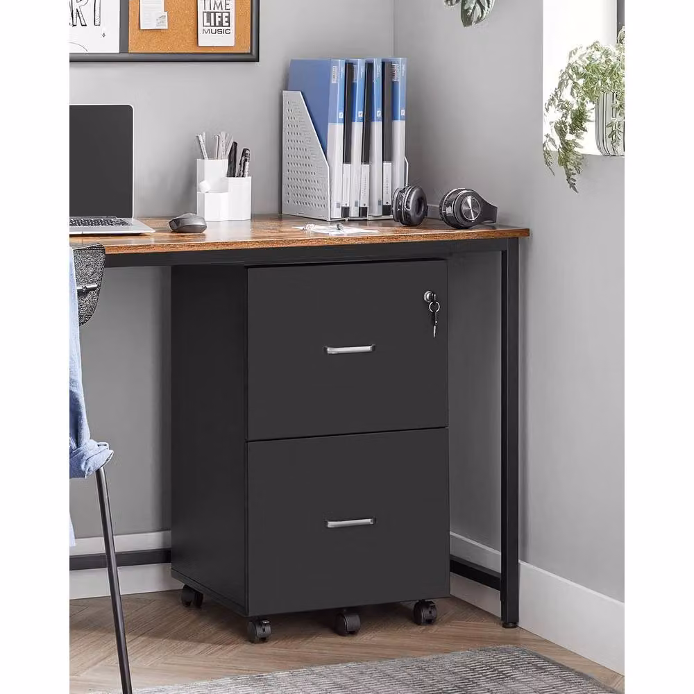 The Bazaarist Rolling Filing Cabinet and Printer Stand with Locks, Black – 4