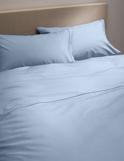 M&S Egyptian Cotton 230 Thread Count Percale Duvet Cover in Light Wedgewood Blue