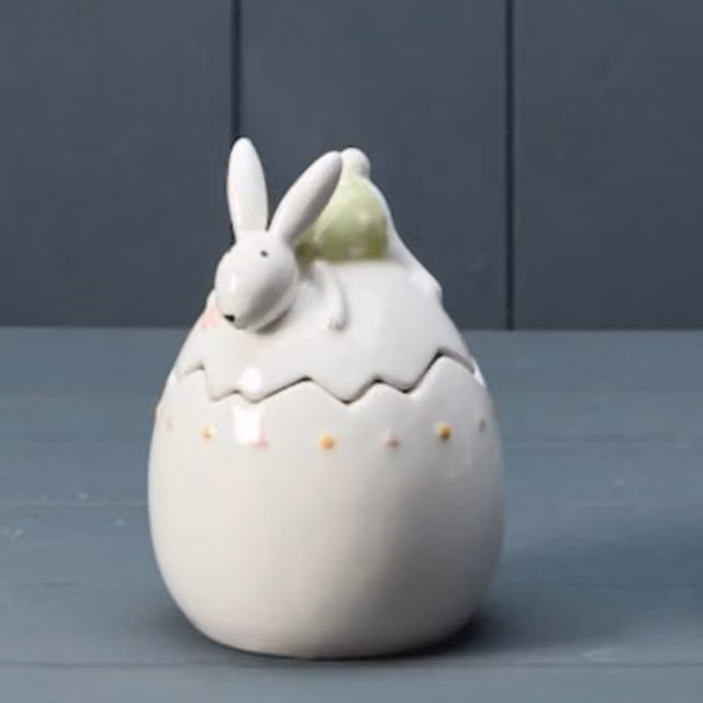 Little Cosy Home Ceramic Easter Spring Bunny Storage Jar in Beige and White