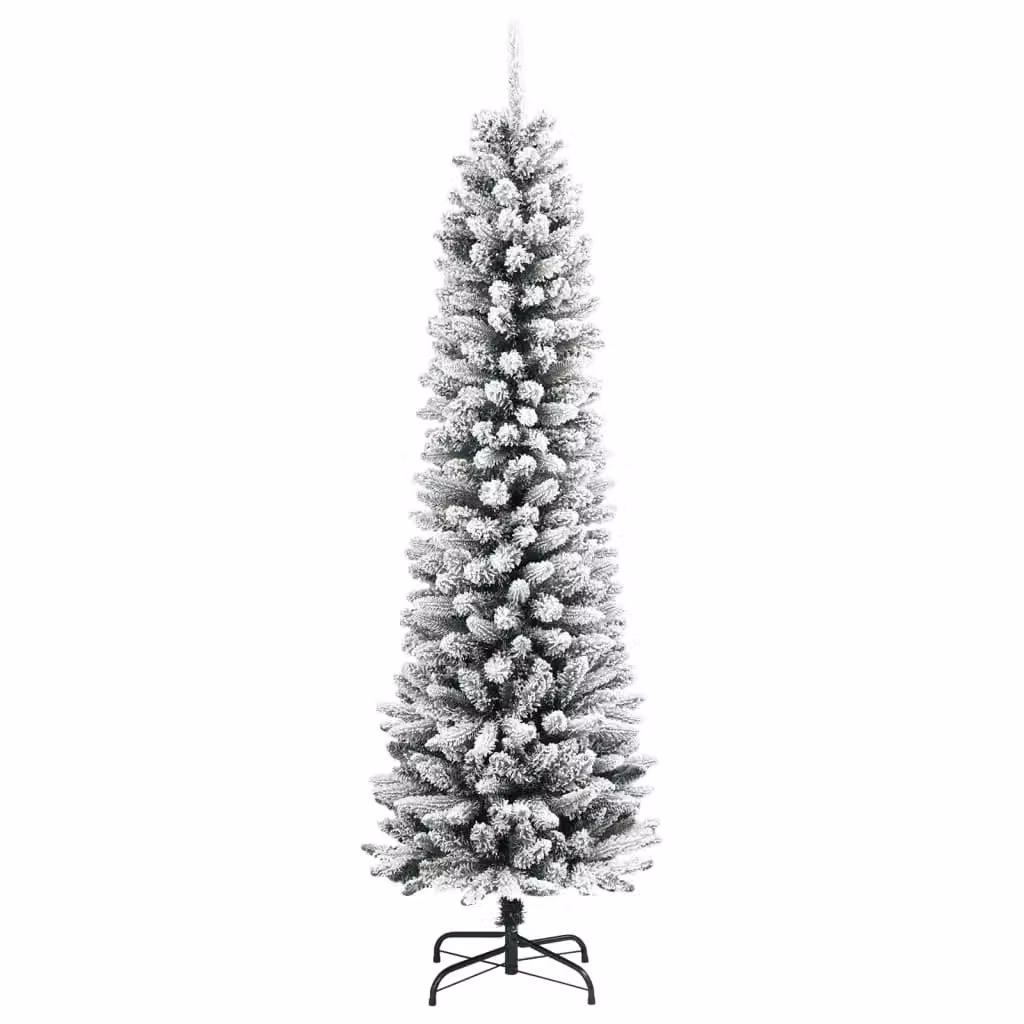 Berkfield Home Artificial Slim Flocked Snow Christmas Tree in White, Height: 240 cm – 2