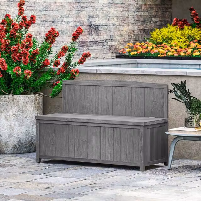 Kelvenix Grey Wooden Outdoor Garden Arch Bench, W/D/H: 100 x 100 x 75 cm – 1