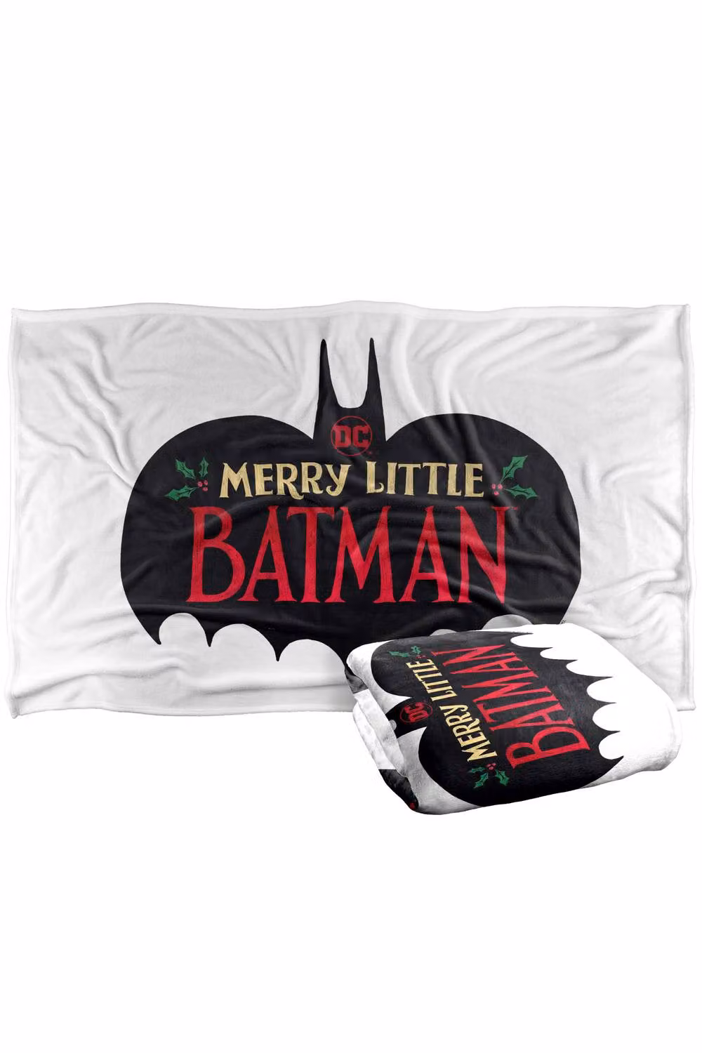 Warner Bros. Merry Little Batman Logo Super Soft Fluffy Polyester Throw Blanket in Multicolour and White – 2