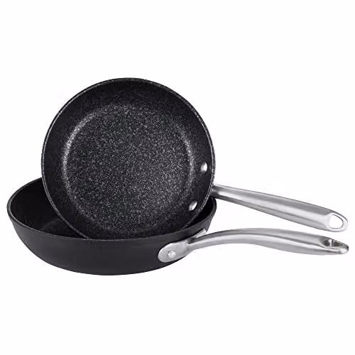 Prestige Scratch Guard Non-Stick Aluminium Frypan Twin Pack, Black, 21cm and 25cm