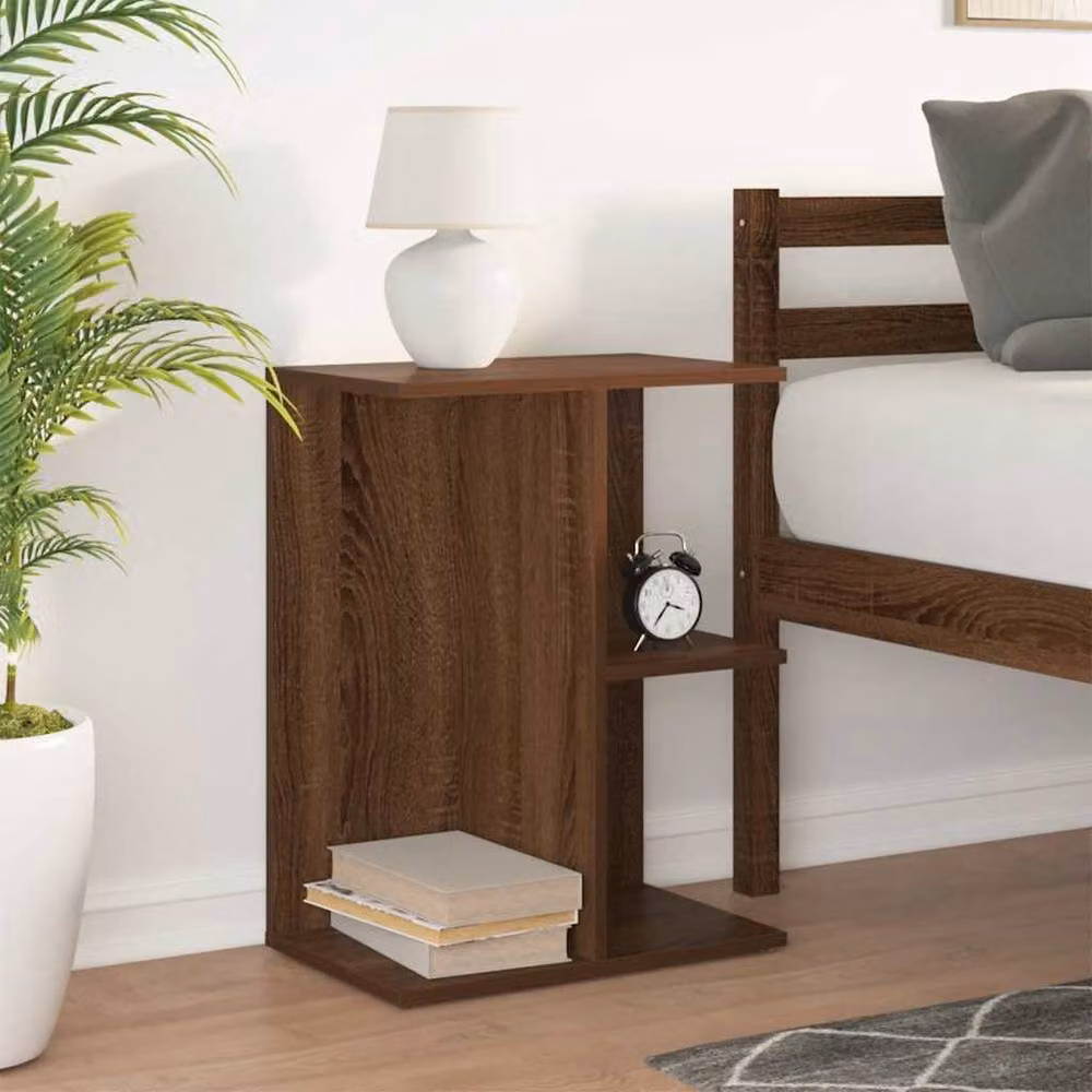 Berkfield Home Bedside Table in Brown Oak, W: 46.5 cm, D: 29 cm, H: 61 cm – 3