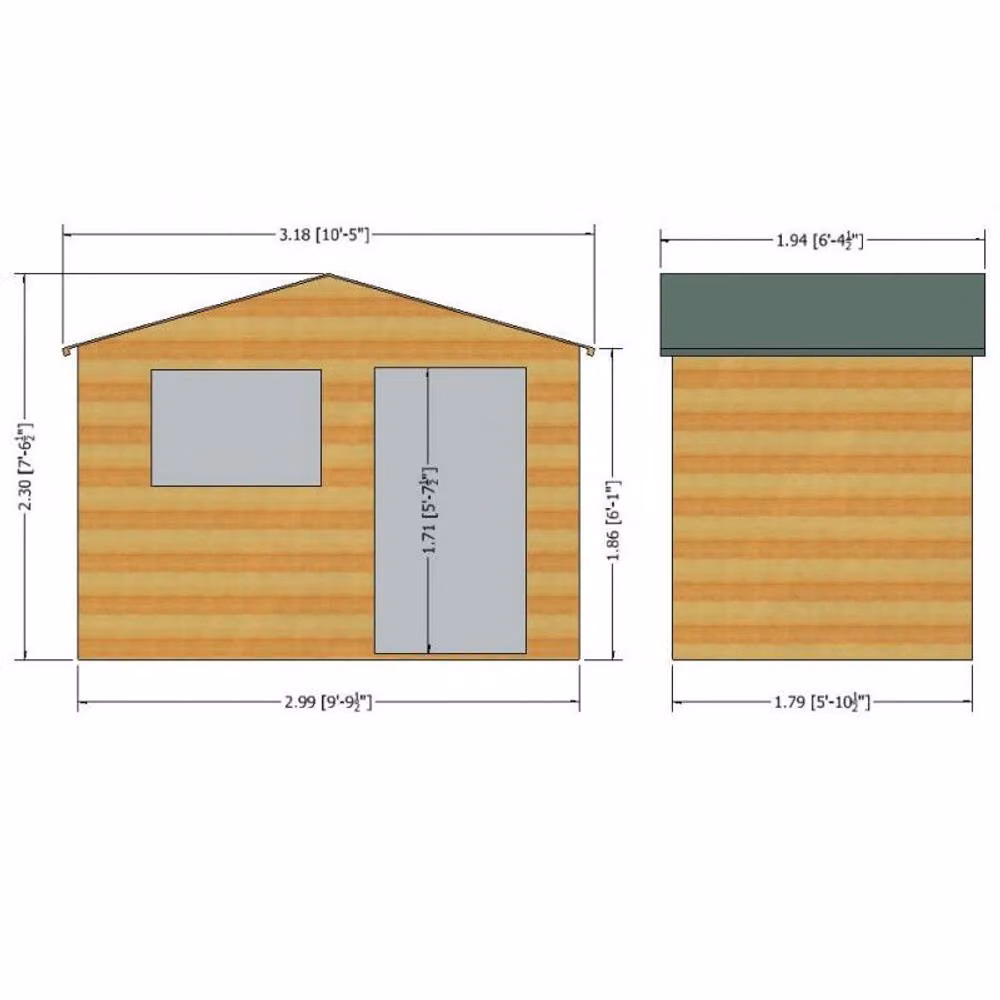 Shires Wroxham Handmade Wooden Garden Shed Style C in Brown, W: 305 cm, D: 183 cm, H: 230 cm – 2