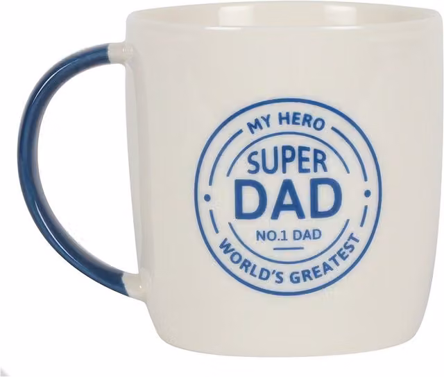 Kingsbury Gifts Super Dad Ceramic Mug in White and Blue