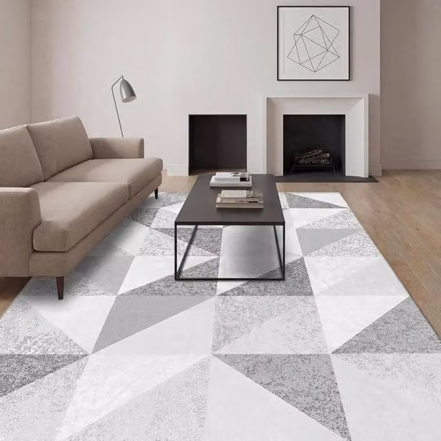 MCC Direct Modern Abstract Rectangular Microfibre Rug in Grey, W/D/H: 120 x 160 x 0.6 cm – 1